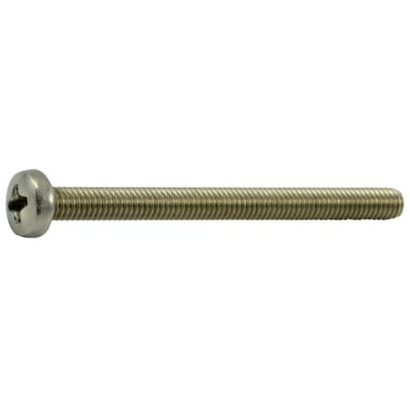 Midwest Fastener M4-0.70 x 50 mm Phillips Pan Machine Screw, Plain Stainless Steel, 10 PK 34747